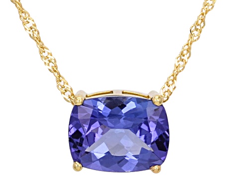 Blue Tanzanite 10K Yellow Gold Pendant with Chain 1.85ct