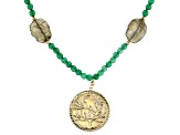 Green Agate 10k Yellow Gold bead Tree of Life Necklace