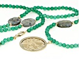 Green Agate 10k Yellow Gold bead Tree of Life Necklace