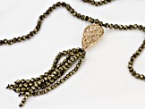Green Pyrite Bead Tassel 10k Yellow Gold Necklace