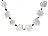 White Cultured Freshwater Pearl 10k Yellow Gold Necklace