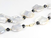 White Cultured Freshwater Pearl 10k Yellow Gold Necklace