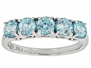 Picture of Blue Cambodian Zircon Rhodium Over Sterling Silver Ring 1.95ctw