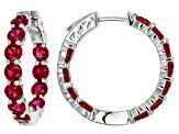 Red Lab Created Ruby Sterling Silver Hoop Earrings 7.10ctw