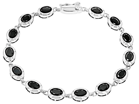Black Spinel Rhodium Over Sterling Silver Bracelet 10.00ctw