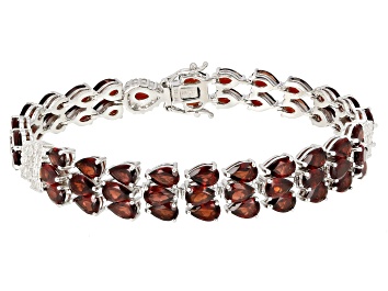 Picture of Red Garnet Rhodium Over Sterling Silver Bracelet 29.41ctw