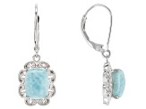 Blue Larimar Rhodium Over Sterling Silver Dangle Earrings