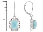 Blue Larimar Rhodium Over Sterling Silver Dangle Earrings