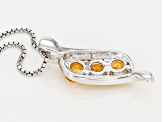 Orange Mandarin Garnet Two-Tone Sterling Silver Pendant With Chain .81ctw