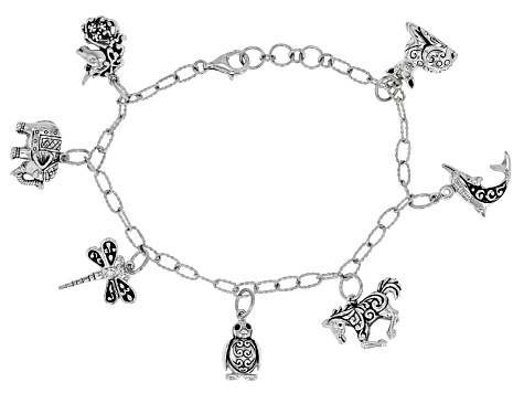 Sky Blue Topaz Sterling Silver Animal Charm Bracelet 14ctw Psh279 Sky Blue Topaz Sterling Silver Animal Charm Bracelet 14ctw