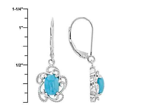 Blue Sleeping Beauty Turquoise Rhodium Over Sterling Silver Dangle Earrings