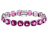 Purple Lab Created Color Change Sapphire Rhodium Over Silver Tennis Bracelet 88.22ctw