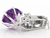 Purple Amethyst Rhodium Over Sterling Silver Pendant With Chain 2.36ctw
