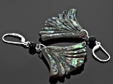 Multicolor Abalone Shell Rhodium Over Sterling Silver Dangle Earrings