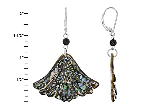 Multicolor Abalone Shell Rhodium Over Sterling Silver Dangle Earrings