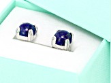 Blue Lapis Lazuli Platinum Over Sterling Silver Stud Earrings with Box