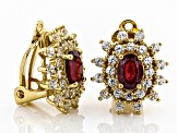 Red Mahaleo® ruby 18k yellow gold over sterling silver clip-on earrings 4.47ctw
