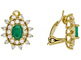 Green Sakota emerald 18k yellow gold over sterling silver clip-on earrings 3.83ctw