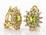 Green peridot 18k yellow gold over sterling silver earrings 4.15ctw