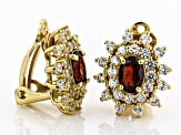Red garnet 18k yellow gold over sterling silver clip-on earrings 4.41ctw