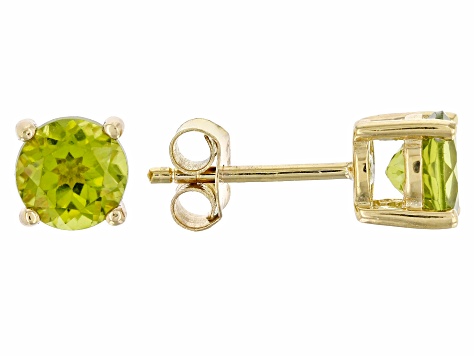 Green peridot 18k yellow gold over sterling silver stud earrings 1.92ctw