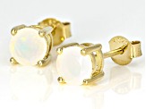 Multi color Ethiopian opal 18k yellow gold over sterling silver stud earrings .68ctw