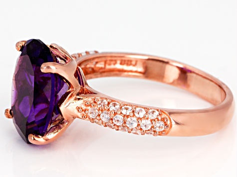 Purple African amethyst 18k rose gold over sterling silver ring 3.90ctw