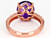 Purple African amethyst 18k rose gold over sterling silver ring 3.90ctw