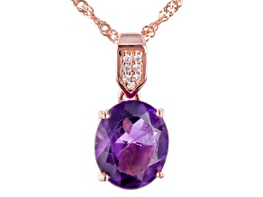 Purple African amethyst 18k rose gold over sterling silver pendant with chain 2.76ctw