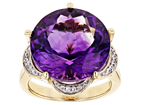 Purple African Amethyst 18k Yellow Gold Over Silver Ring 11.75ctw