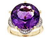 Purple African Amethyst 18k Yellow Gold Over Silver Ring 11.75ctw