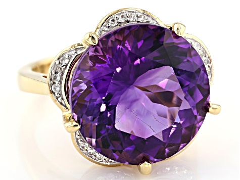 Purple African Amethyst 18k Yellow Gold Over Silver Ring 11.75ctw