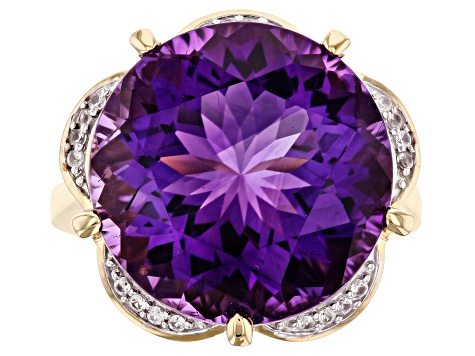 Purple African Amethyst 18k Yellow Gold Over Silver Ring 11.75ctw