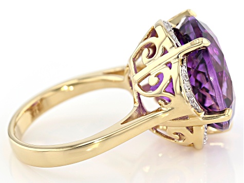 Purple African Amethyst 18k Yellow Gold Over Silver Ring