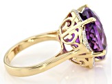 Purple African Amethyst 18k Yellow Gold Over Silver Ring 11.75ctw