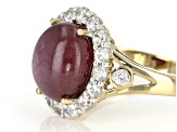 Red Indian Star Ruby 18k Yellow Gold Over Sterling Silver Ring 4.72ctw