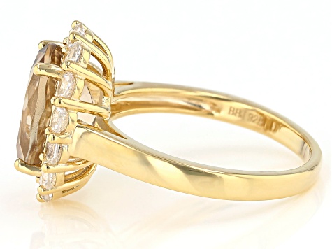Champagne Quartz 18k Yellow Gold Over Sterling Silver Halo Champagne Quartz 18k Yellow Gold Over Sterling Silver Halo