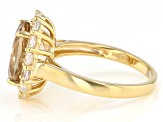 Champagne Quartz 18k Yellow Gold Over Sterling Silver Halo Ring 3.88ctw