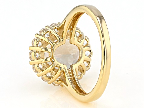 Champagne Quartz 18k Yellow Gold Over Sterling Silver Halo Ring 3.88ctw