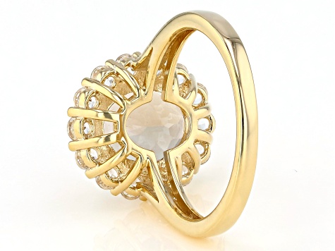 Champagne Quartz 18k Yellow Gold Over Sterling Silver Halo