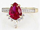 Red Lab Created Ruby 18K Yellow Gold Over Sterling Silver Ring 2.31ctw