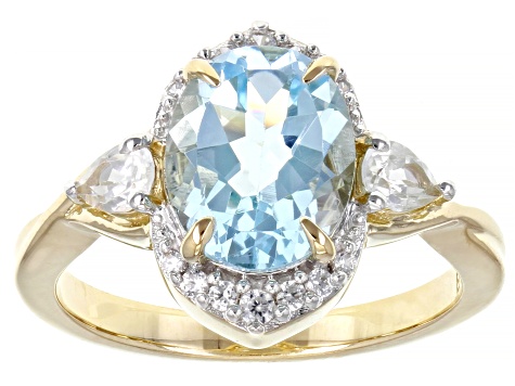 Sky Blue Topaz 18K Yellow Gold Over Sterling Silver Ring 3.27ctw ...