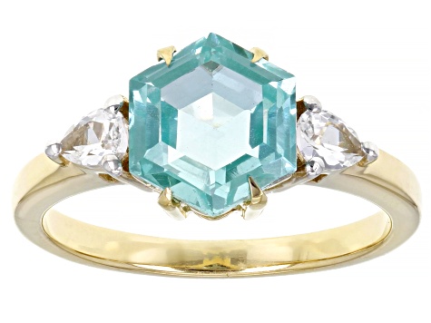 Green Lab Created Spinel 18k Yellow Gold Over Sterling Silver Ring 3 ...