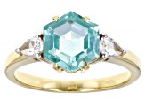 Green Lab Created Spinel 18k Yellow Gold Over Sterling Silver Ring 3.13ctw