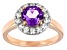 Round Lavender Amethyst with White Zircon 18k Rose Gold Over Sterling Silver Halo Ring. 1.76ctw