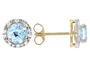 Sky Blue Topaz 18k Yellow Gold Over Sterling Silver Earrings 1.85ctw.