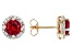 Red Lab Created Ruby 18k Yellow Gold Over Sterling Silver Earrings 1.42ctw.