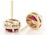 Red Lab Created Ruby 18k Yellow Gold Over Sterling Silver Earrings 1.42ctw.