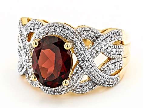 Red Garnet 18k Yellow Gold Over Sterling Silver Ring 2.95ctw