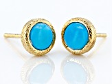 Blue Sleeping Beauty Turquoise 18k Yellow Gold Over Sterling Silver Stud Earrings